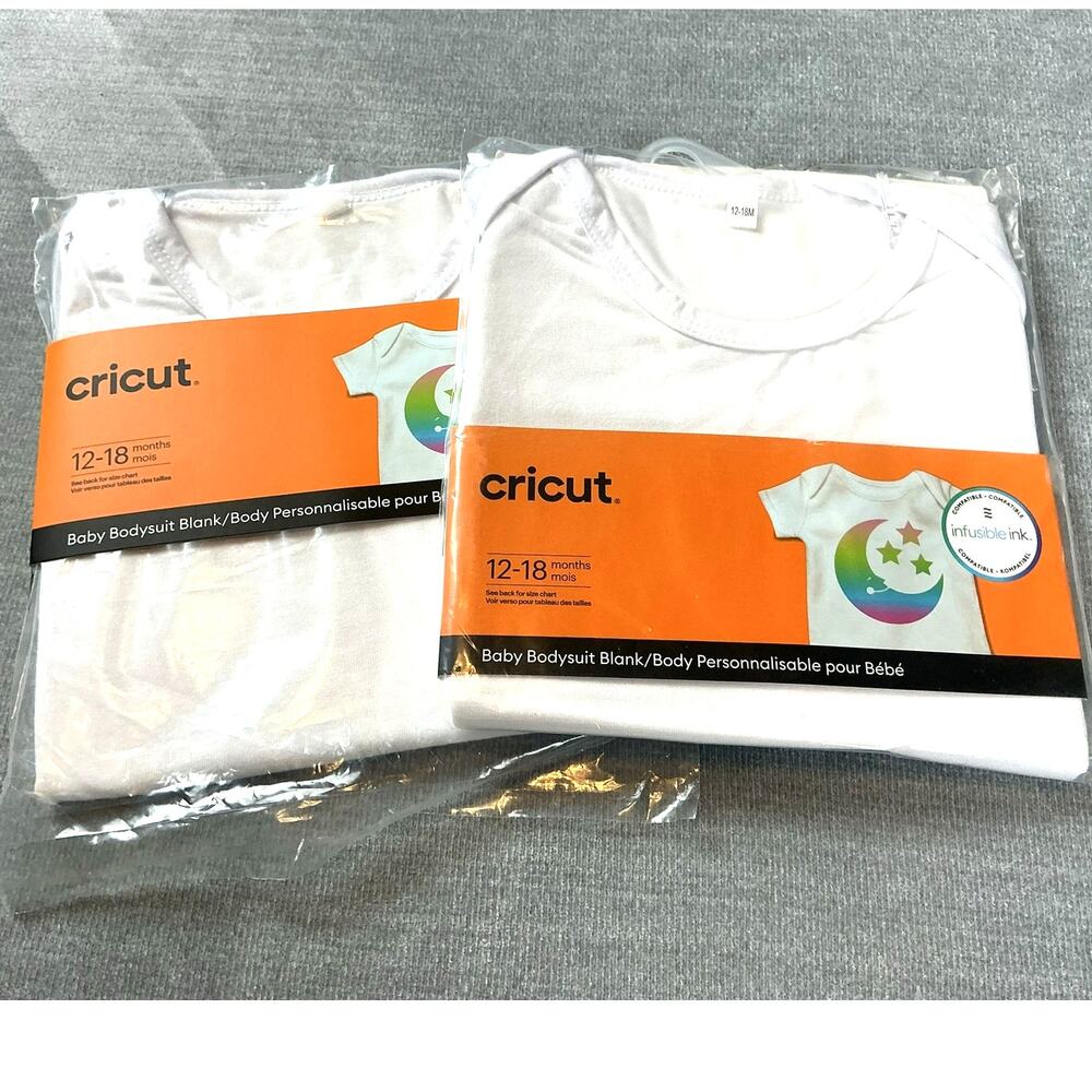 Lot of 2 NWT Cricut Infusible Ink Baby Bodysuit Blanks 12-18M